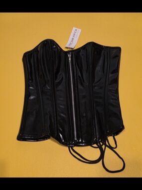Hustler Hollywood Black PVC Overbust Corset Tag